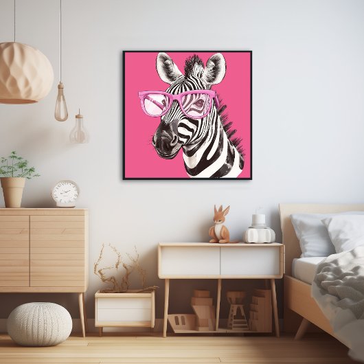 Zebra met roze bril Poster