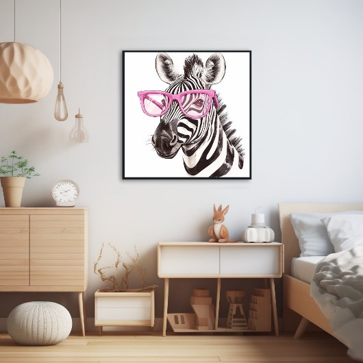 Zebra met roze bril Poster