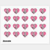 Zebra met roze bril Roze achtergrond Hart Sticker (Vel)