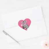 Zebra met roze bril Roze achtergrond Hart Sticker (Envelop)