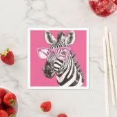 Zebra met roze bril - Roze achtergrond Servet (Insitu)