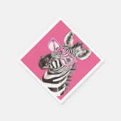 Zebra met roze bril - Roze achtergrond Servet (Hoek)