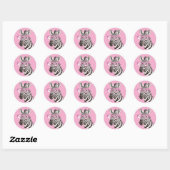 Zebra met Roze Brillen Sticker Licht Roze BG (Vel)