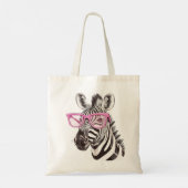 Zebra met roze Canvas tas (Achterkant)