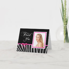 Zebra met roze lint Dank u Notecard Bedankkaart