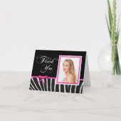 Zebra met roze lint Dank u Notecard Bedankkaart (Voorkant)