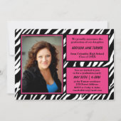 Zebra met roze rand met foto's - Afstudeerder aank Kaart (Voorkant)