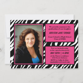 Zebra met roze rand met foto's - Afstudeerder aank Kaart