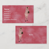 Zebra met roze snoer/Labels Visitekaartje (Voorkant / Achterkant)