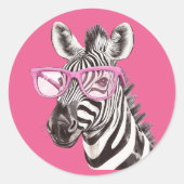Zebra met roze Sticker (Voorkant)