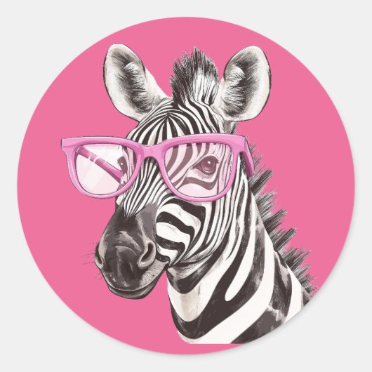 Zebra met roze Sticker (Voorkant)