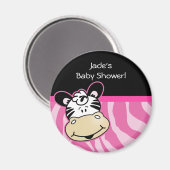 Zebra met roze zebrastrepen Baby shower Favor Magneet (Voorkant / Achterkant)