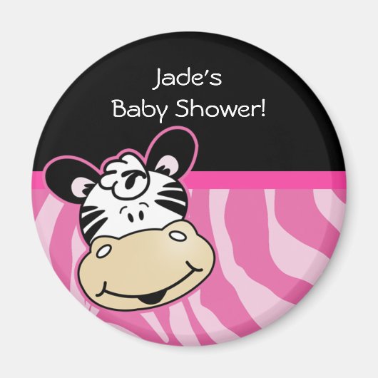 Zebra met roze zebrastrepen Baby shower Favor Magneet (Voorkant)