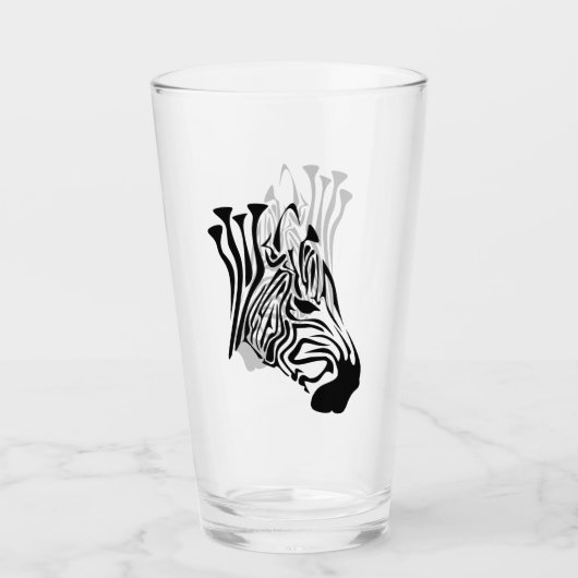 Zebra met Twisted Black Stripes Glas (Voorkant)