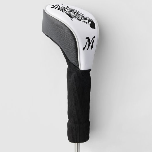 Zebra met Twisted Black Stripes Golfheadcover (Schuin)