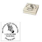 Zebra met Twisted Black Stripes Home Address Rubb Rubberstempel (Gestempeld)