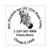 Zebra met Twisted Black Stripes Home Address Rubb Rubberstempel (Afrduk)