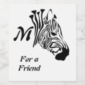 Zebra met Twisted Black Stripes Wijn Etiket (Enkel label)