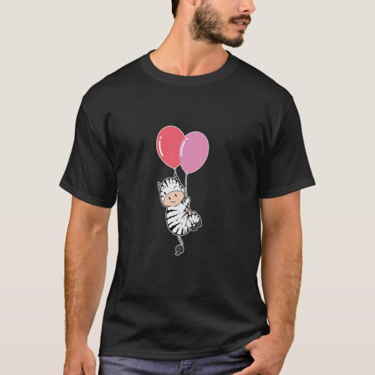 Zebra met verjaardagsballon t-shirt (Voorkant)