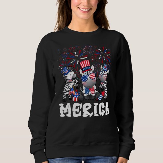 Zebra met vuurwerk zonnebril Pet merica 4th van Trui (Voorkant)