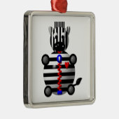 Zebra met Zipper Metalen Ornament (Rechts)