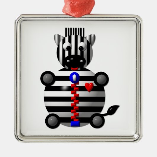 Zebra met Zipper Metalen Ornament (Voorkant)