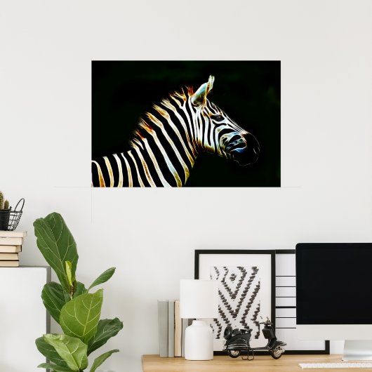 Zebra met zwarte en witte strepen in Afrika Poster (Thuiskantoor)