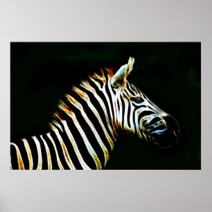Zebra met zwarte en witte strepen in Afrika Poster