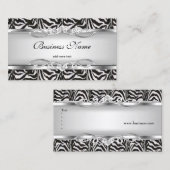 Zebra Metal Chrome Look Elegant Zwart Wit Zilver Visitekaartje (Voorkant / Achterkant)