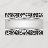 Zebra Metal Chrome Look Elegant Zwart Wit Zilver Visitekaartje (Achterkant)
