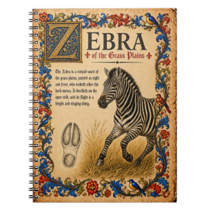 Zebra, Middeleeuwse Bestiarium Kunst Notitieboek