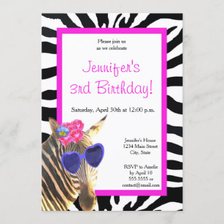 Zebra mode Glamour Dierenmeisje Happy Birthday Kaart