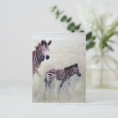 Zebra moeder en baby briefkaart (Staand voorkant)