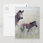 Zebra moeder en baby briefkaart (Voorkant / Achterkant)