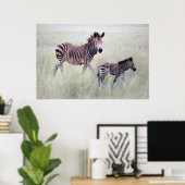 Zebra moeder en baby poster (Thuiskantoor)