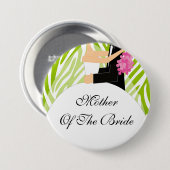 Zebra moeder van de Bride Button / Pin Lime Green (Voorkant /achterkant)