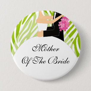 Zebra moeder van de Bride Button / Pin Lime Green