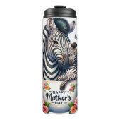 Zebra Mom: Veulen, Bloemen, Moederdag Thermosbeker (Voorkant)