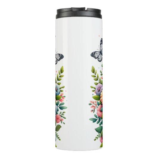 Zebra Mom: Veulen, Bloemen, Moederdag Thermosbeker (Achterkant)