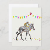 Zebra Monkey balloon party Antwoordkaart RSVP Kaartje (Voorkant / Achterkant)
