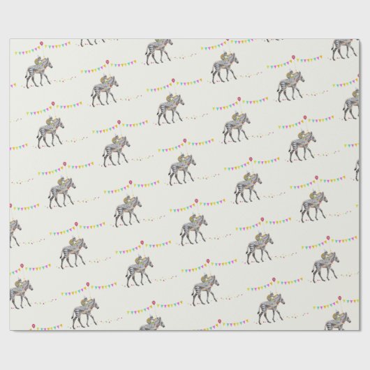 Zebra Monkey Balloon Party gift wrapping paper Cadeaupapier (Vlak)