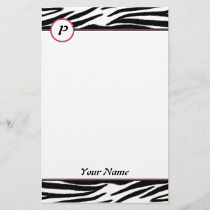 Zebra monogram briefpapier