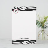 Zebra monogram briefpapier (Staand voorkant)