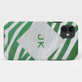 Zebra Monogram Groen en Witte Druk Case-Mate iPhone Case (Achterkant (horizontaal))