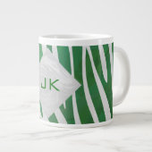 Zebra Monogram Groen en Witte Druk Grote Koffiekop (Voorkant rechts)
