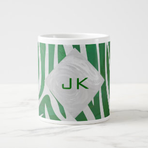 Zebra Monogram Groen en Witte Druk Grote Koffiekop