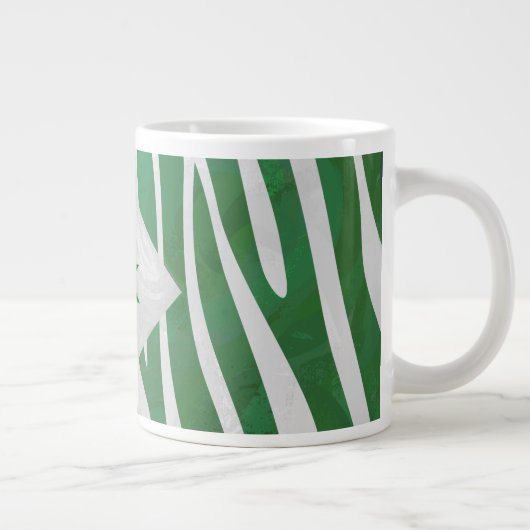 Zebra Monogram Groen en Witte Druk Grote Koffiekop (Rechts)