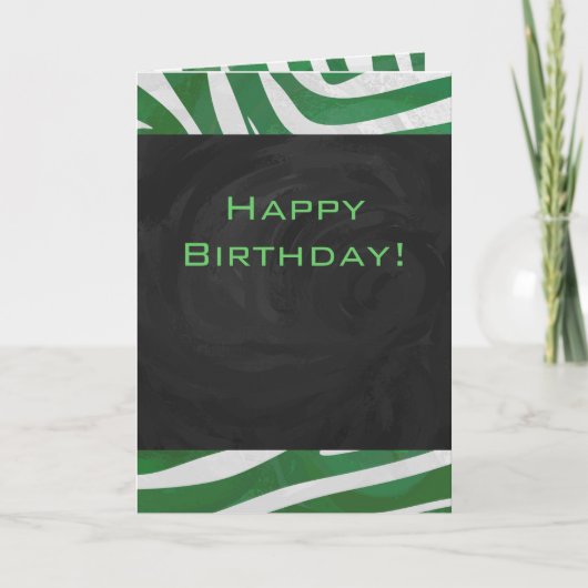 Zebra Monogram Groen en Witte Druk Kaart (Voorkant)