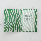 Zebra Monogram Groen en Witte Druk Kaart (Binnen)