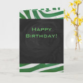 Zebra Monogram Groen en Witte Druk Kaart (Gele Bloem)